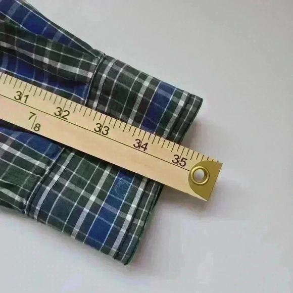 Mens Kenneth Cole Reaction Blue Green Black Plaid W Western Snaps - Sz L - Picture 8 of 8